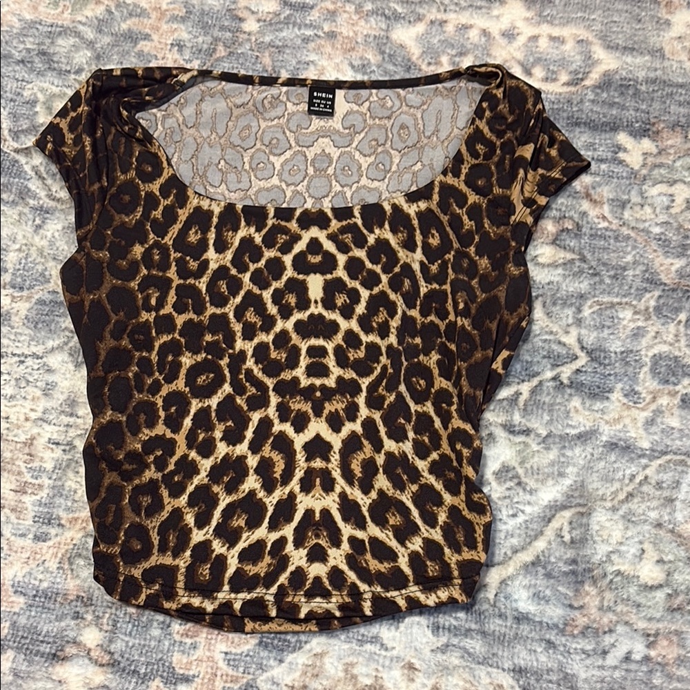 H&M Brown and Black Fitted Cap Sleeve Blouse